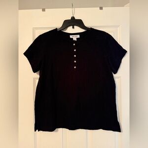Nine West Black Boxy, button-up T-Shirt